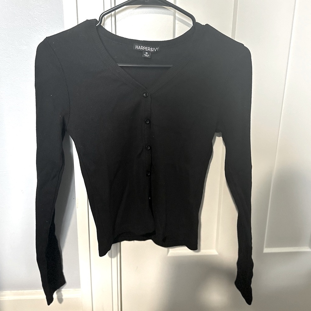 Black Crop Top Thermal ✨